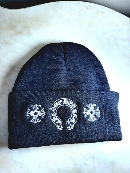 Chrome Hearts Other - Chrome Hearts Black Beanie with White Embroidery